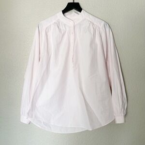 Sarah Alexandra Women's Medium Baby Pink Long Sleeve Pop-Over Blouse 100% Cotton